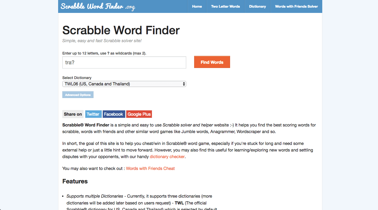 Scrabble Word Finder Screenshot 2