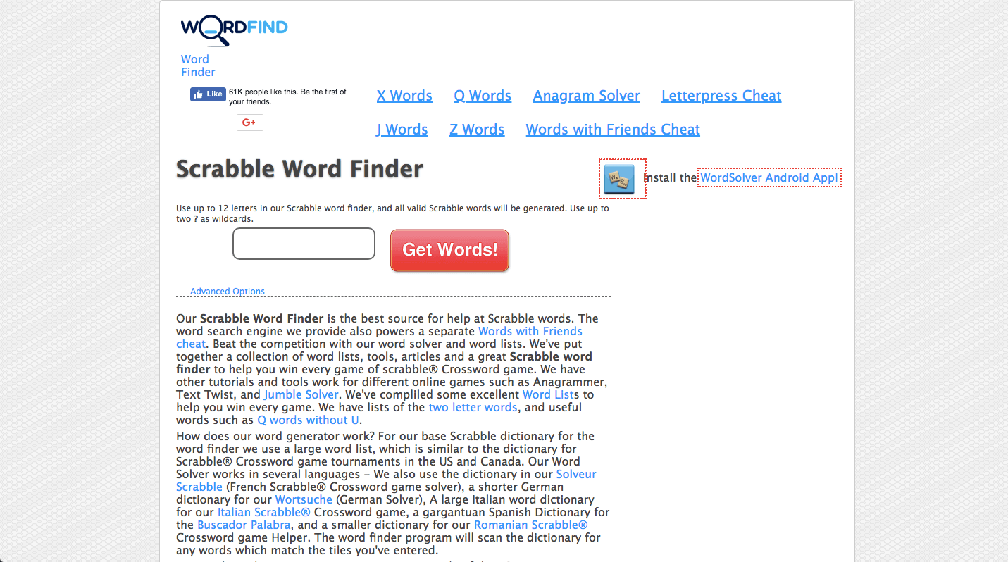 Scrabble word finder